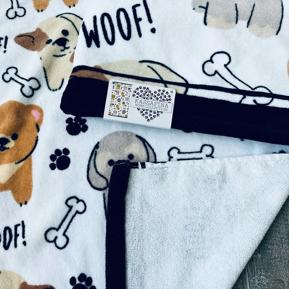 Woof! Puppy Dogs Bath Hand Towels Dog Paw Print Set